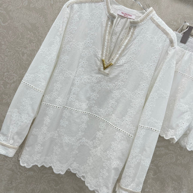 VALENTINO LONG-SLEEVE TOP AND SHORTS SET 275211