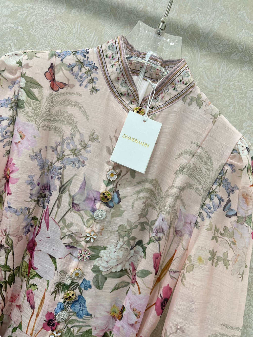 ZIMMER FLORAL DRESS WITH STAND COLLAR AND BELT 269180