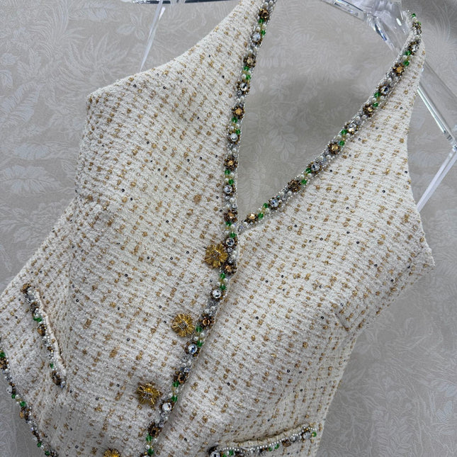CHANEL 26S BEADED HALTER NECK VEST 821