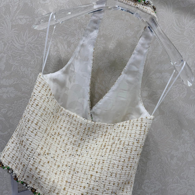 CHANEL 26S BEADED HALTER NECK VEST 821