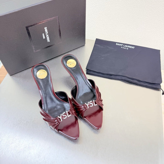 YSL 26S HIGH HEEL SANDALS 65 MM IN DARK RED CALFSKIN