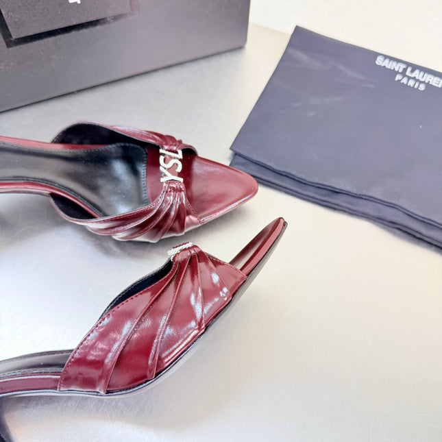 YSL 26S HIGH HEEL SANDALS 65 MM IN DARK RED CALFSKIN