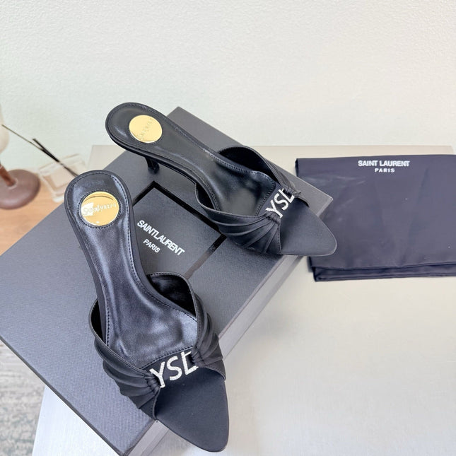 YSL 26S HIGH HEEL SANDALS 65 MM IN BLACK FABRIC