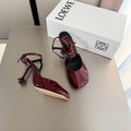 LOEWE 26S SLINGBACK HIGH HEEL PUMPS 60MM IN BURGUNDY RED PATENT CALFSKIN