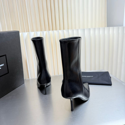 YSL 26S ANKLE BOOTS 80 MM IN BLACK SHINY LAMBSKIN