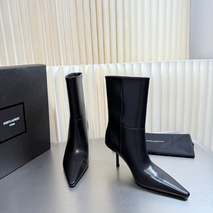 YSL 26S ANKLE BOOTS 80 MM IN BLACK SHINY LAMBSKIN