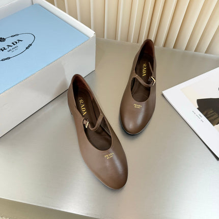 PRADA 26S BALLERINAS IN BROWN SMOOTH CALFSKIN