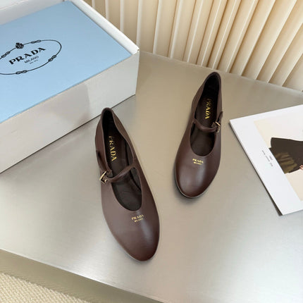 PRADA 26S BALLERINAS IN CHOCOLATE BROWN SMOOTH CALFSKIN