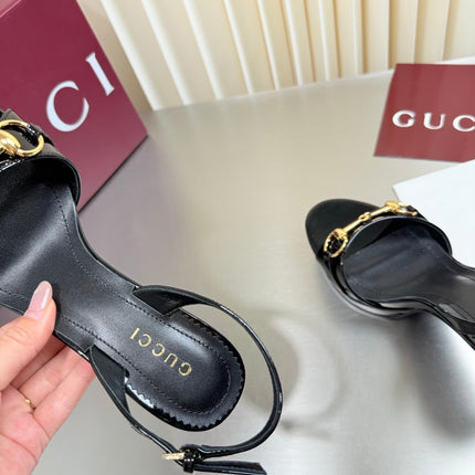 GUCCI 26S SLINGBACK PUMP 105 MM IN BLACK GLOSSY CALFSKIN