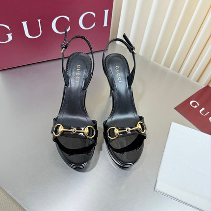 GUCCI 26S SLINGBACK PUMP 105 MM IN BLACK GLOSSY CALFSKIN