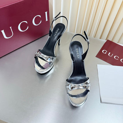 GUCCI 26S SLINGBACK PUMP 105 MM IN SILVER CALFSKIN