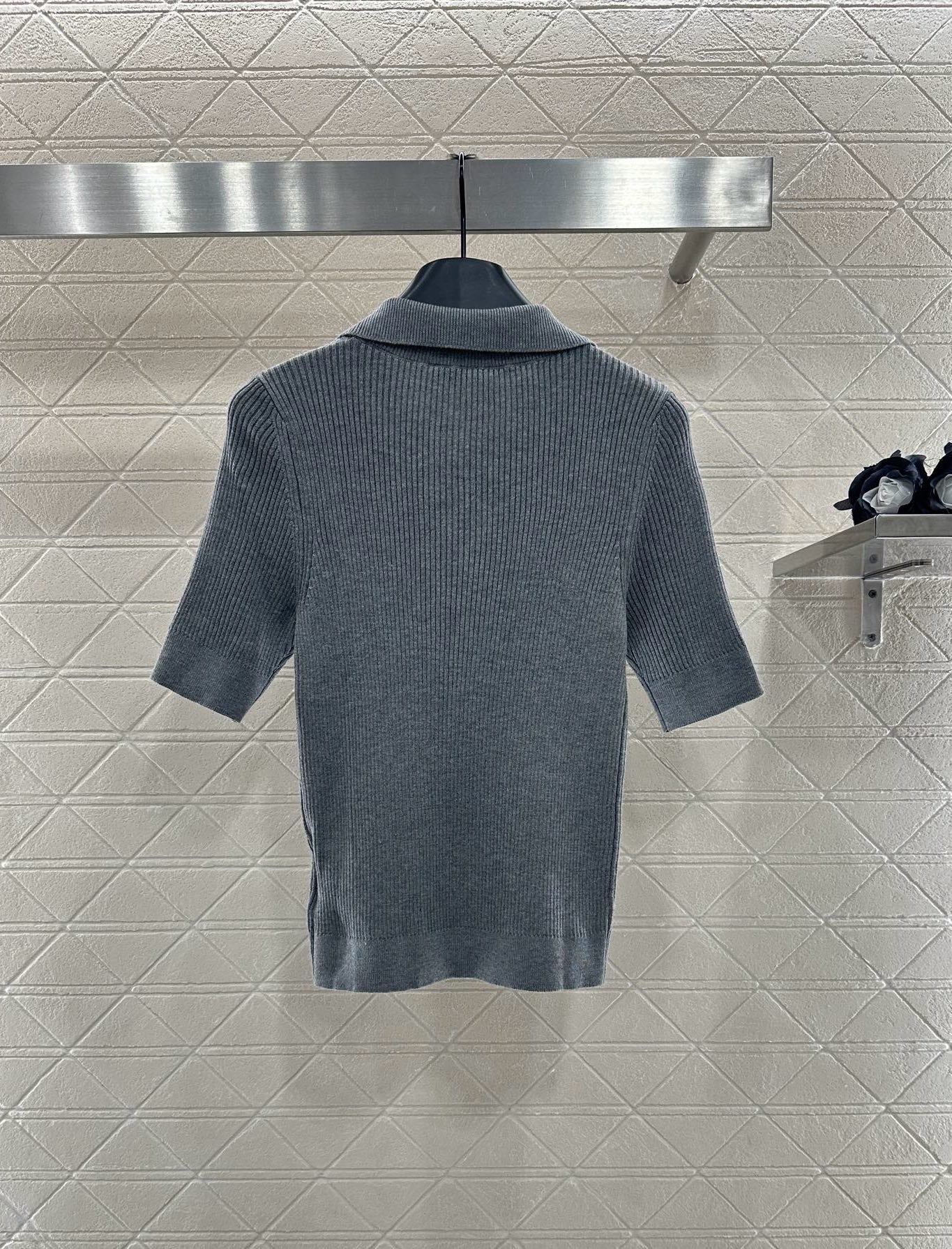 MIUMIU SHORT-SLEEVE KNIT POLO SHIRT STYLE 99