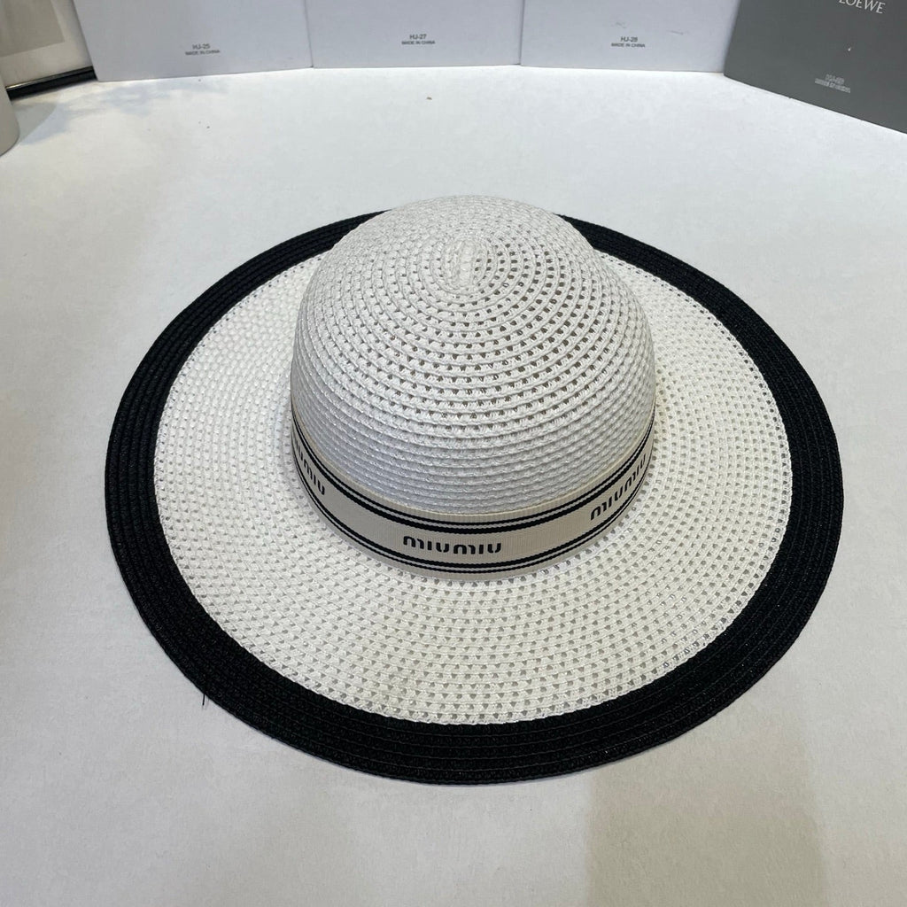 MIUMIU 26S WIDE-BRIM STRAW HAT IN WHITE 343683