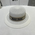 MIUMIU 26S STRAW BOATER HAT IN WHITE 343687