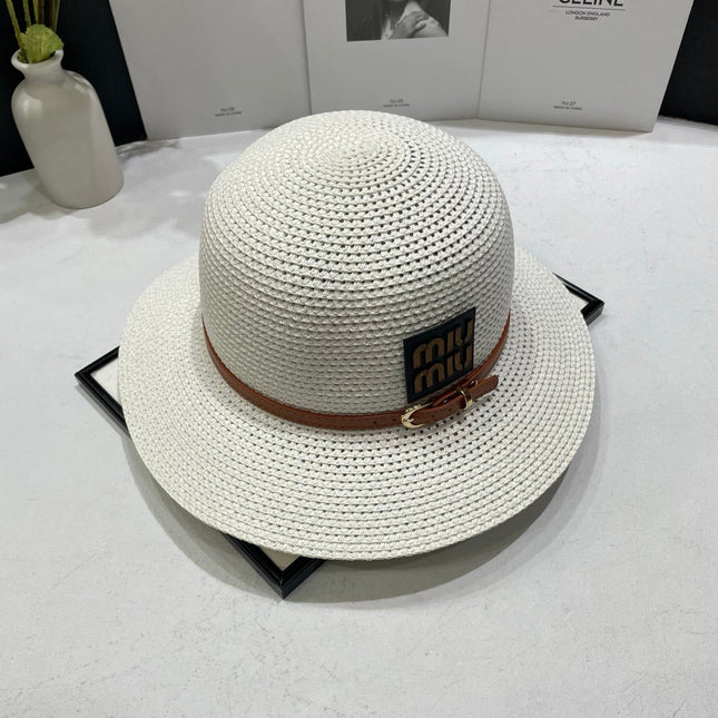 MIUMIU 26S WOVEN STRAW HAT IN WHITE 343699
