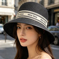 MIUMIU 26S WIDE-BRIM STRAW HAT IN BLACK 343700