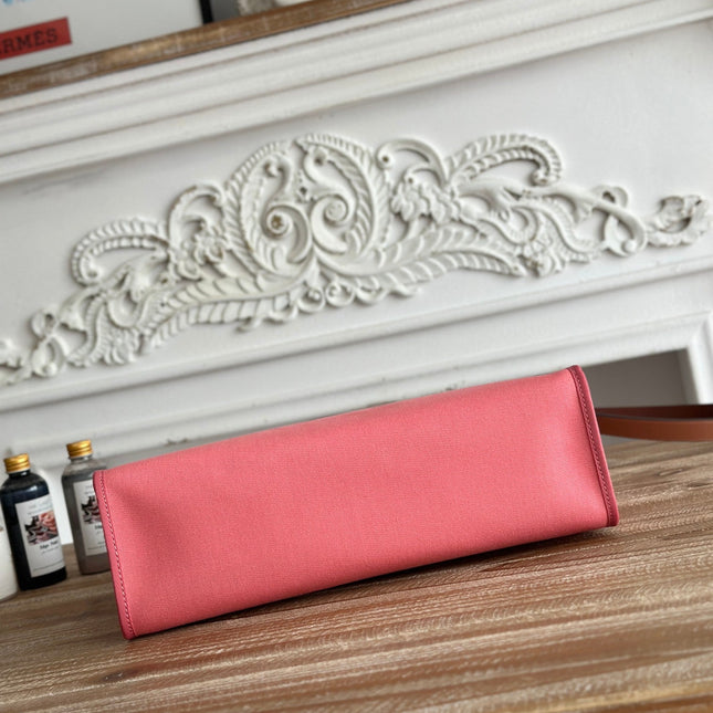 ZIP CABINE 31 BAG IN PUNCH PINK CANVAS AND BRONZE BROWN CALFSKIN