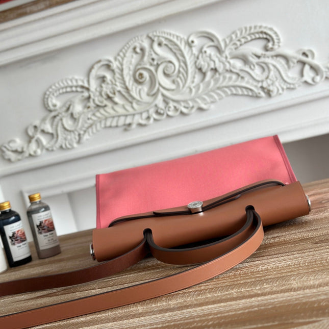 ZIP CABINE 31 BAG IN PUNCH PINK CANVAS AND BRONZE BROWN CALFSKIN