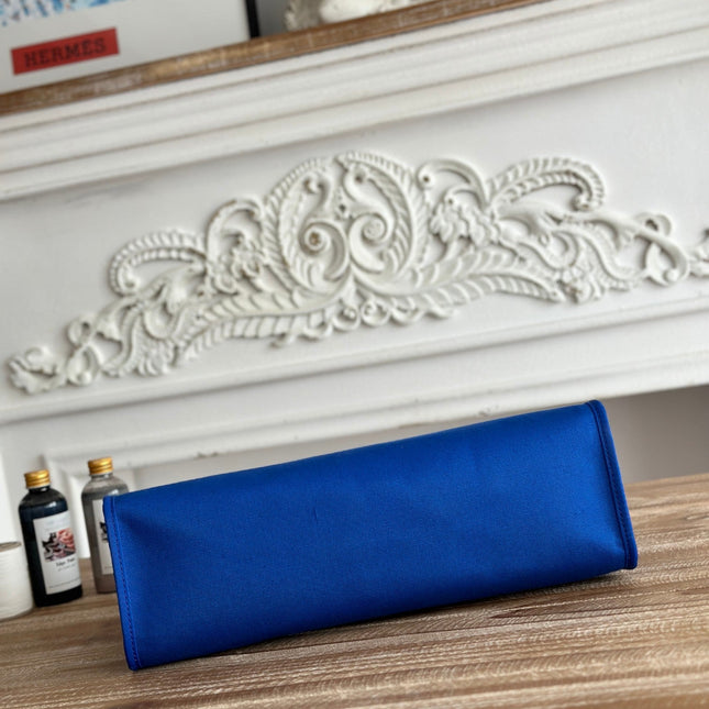 ZIP CABINE 31 BAG IN COBALT BLUE CANVAS AND BRONZE BROWN CALFSKIN