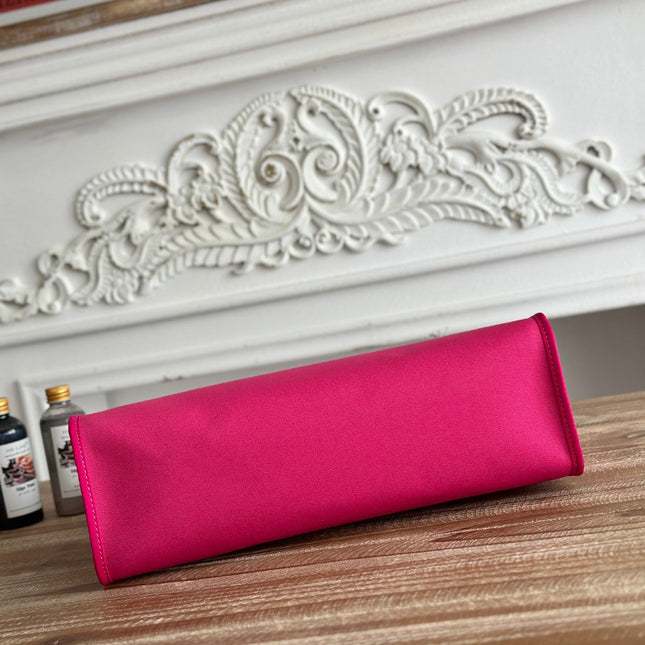 ZIP CABINE 31 BAG IN FUCHSIA PINK CANVAS AND BRONZE BROWN CALFSKIN
