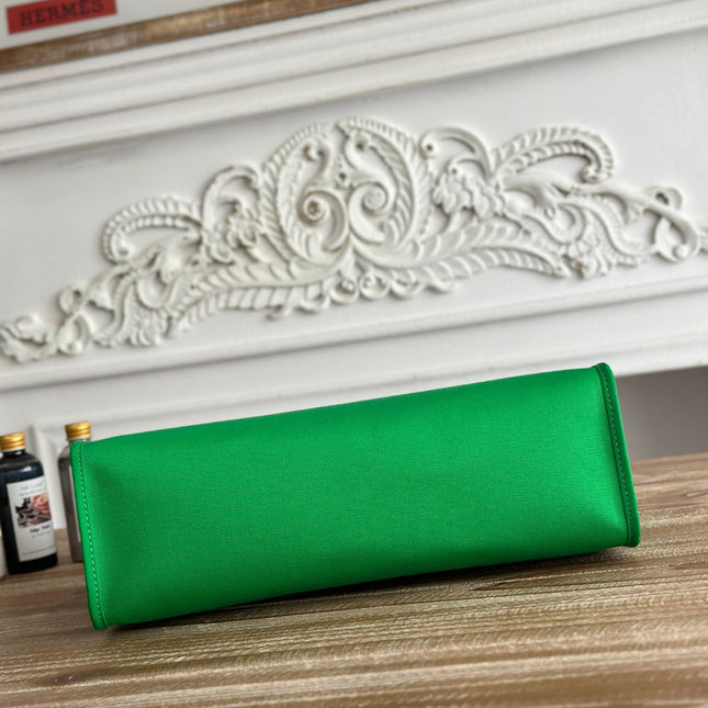 ZIP CABINE 31 BAG IN EMERALD GREEN CANVAS AND BLACK CALFSKIN