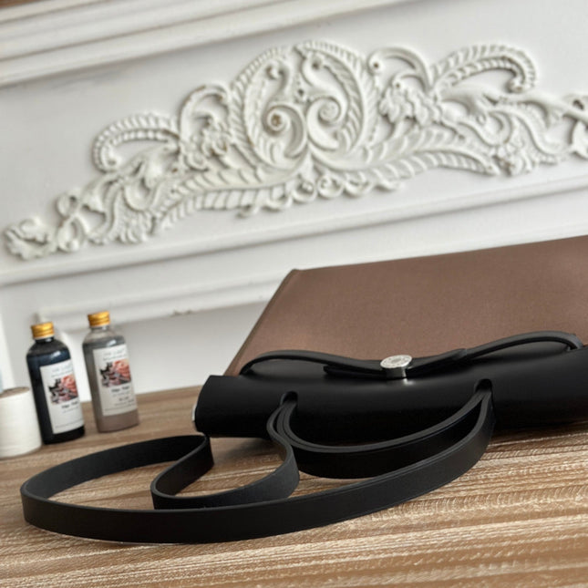 ZIP CABINE 31 BAG IN CHOCOLATE BROWN CANVAS AND BLACK CALFSKIN