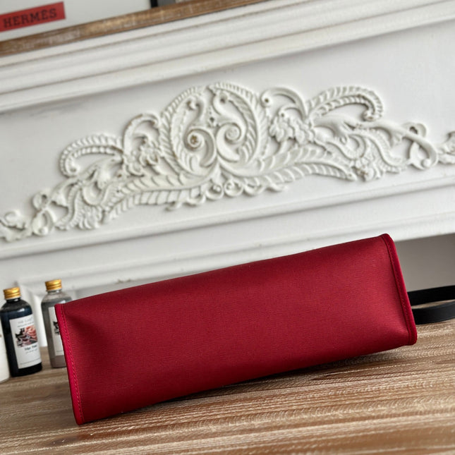 ZIP CABINE 31 BAG IN RUBY RED CANVAS AND BLACK CALFSKIN