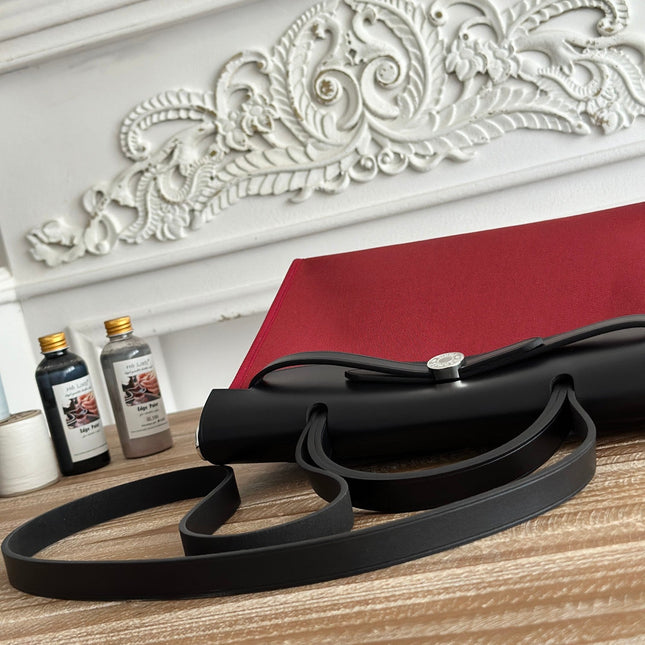 ZIP CABINE 31 BAG IN RUBY RED CANVAS AND BLACK CALFSKIN