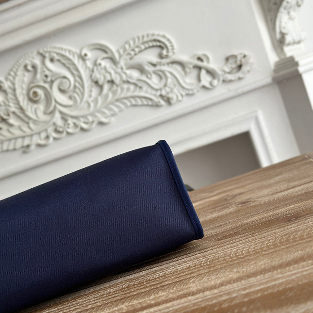 ZIP CABINE 31 BAG IN NAVY BLUE CANVAS AND BLACK CALFSKIN