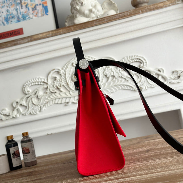 ZIP CABINE 31 BAG IN CLASSIC RED CANVAS AND BLACK CALFSKIN