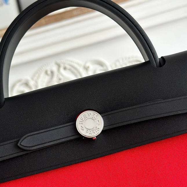 ZIP CABINE 31 BAG IN CLASSIC RED CANVAS AND BLACK CALFSKIN