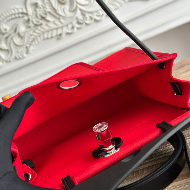 ZIP CABINE 31 BAG IN CLASSIC RED CANVAS AND BLACK CALFSKIN