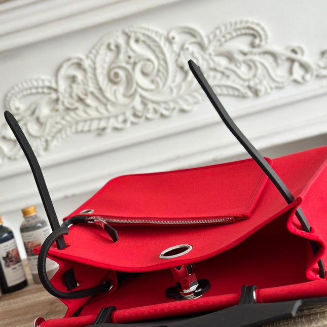 ZIP CABINE 31 BAG IN CLASSIC RED CANVAS AND BLACK CALFSKIN