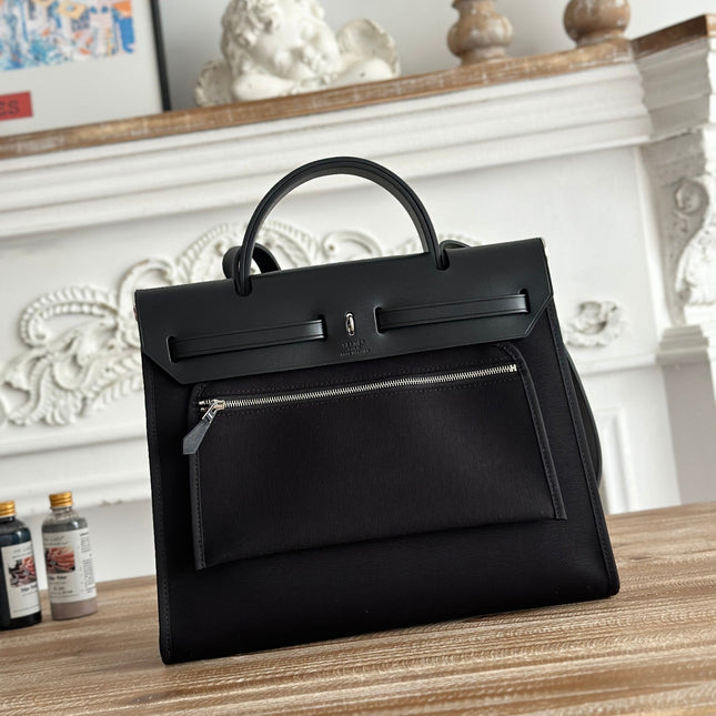 ZIP CABINE 31 BAG IN BLACK CANVAS AND CALFSKIN