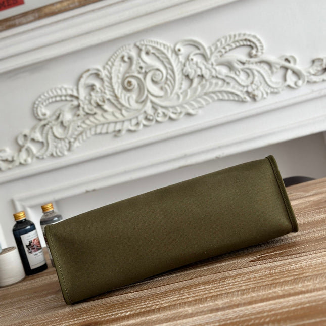 ZIP CABINE 31 BAG IN OLIVE GREEN CANVAS AND BLACK CALFSKIN