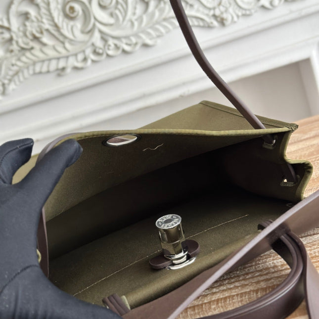 ZIP CABINE 31 BAG IN OLIVE GREEN CANVAS AND BLACK CALFSKIN