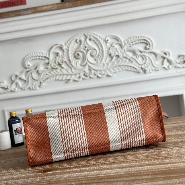 ZIP CABINE 31 BAG IN BRONZE BROWN MIX WHITE CANVAS AND CALFSKIN