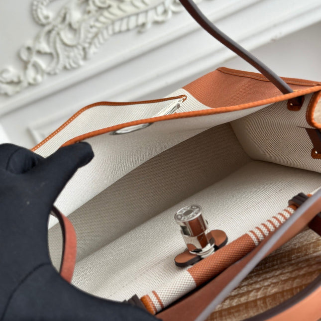 ZIP CABINE 31 BAG IN BRONZE BROWN MIX WHITE CANVAS AND CALFSKIN