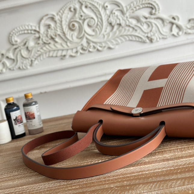 ZIP CABINE 31 BAG IN BRONZE BROWN MIX WHITE CANVAS AND CALFSKIN