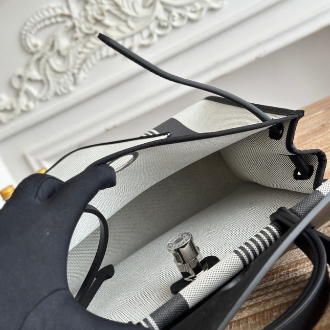 ZIP CABINE 31 BAG IN BLACK MIX WHITE CANVAS AND CALFSKIN