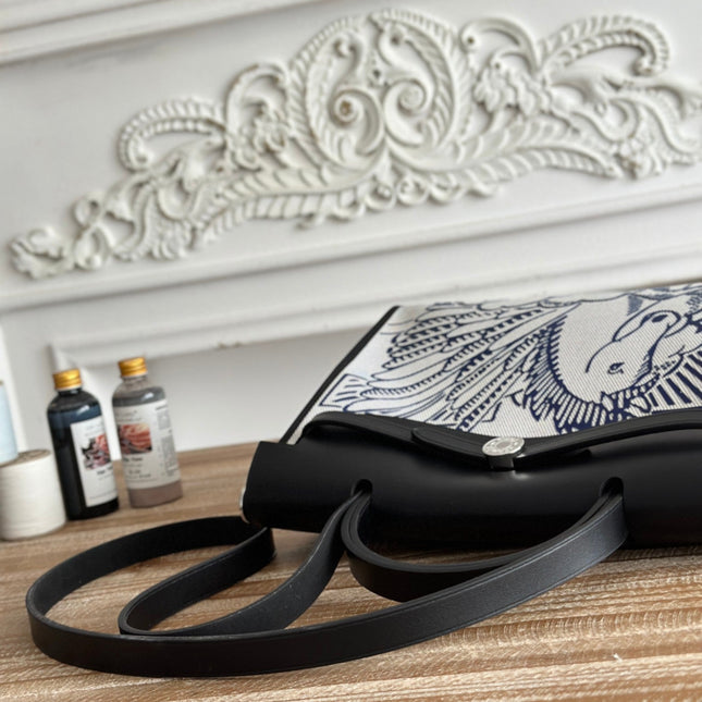 ZIP CABINE 31 BAG IN WHITE CANVAS AND BLACK CALFSKIN