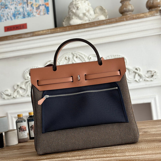 HERBAG MESSENGER 31 BAG IN DARK BROWN H VIKING CANVAS AND COWHIDE
