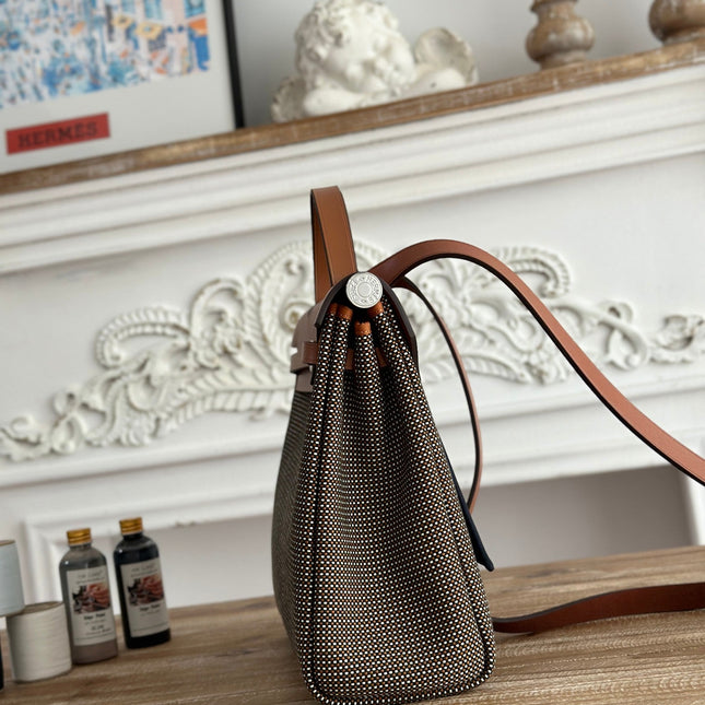 HERBAG MESSENGER 31 BAG IN DARK BROWN H VIKING CANVAS AND COWHIDE