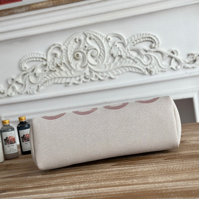 HERBAG ZIP 31 LAQUERED BAG IN OFF-WHITE MIX RED H PLUME CANVAS
