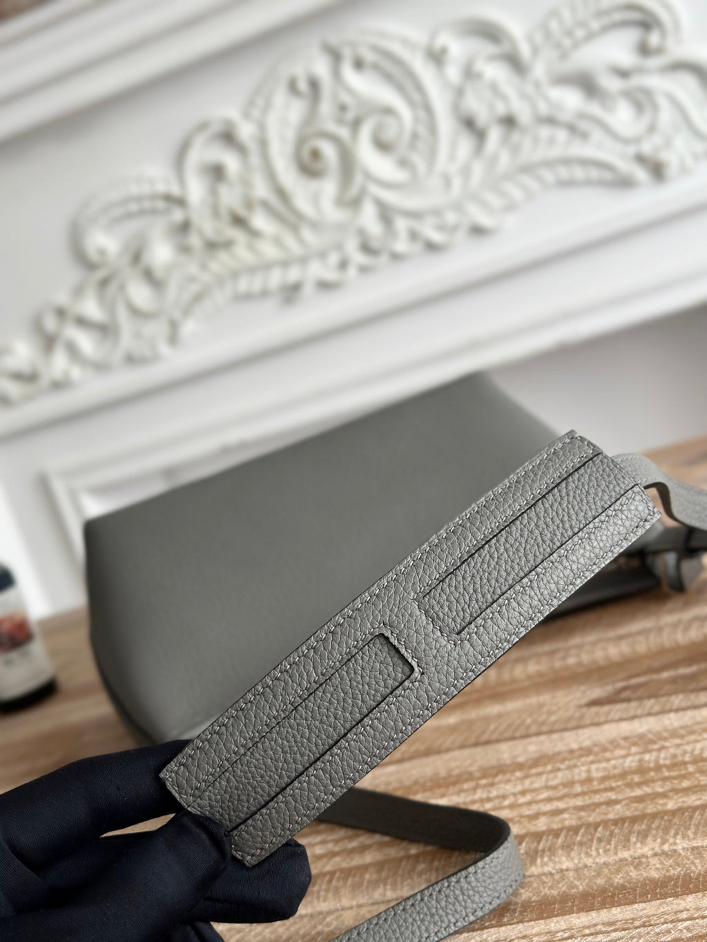 HM 25S BERLINGOT 24 CM IN DARK GRAY LAMBSKIN