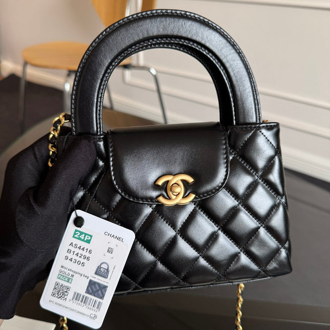KELLY SHOPPING BAG 19 IN BLACK CALFSKIN GOLD HARDWARE