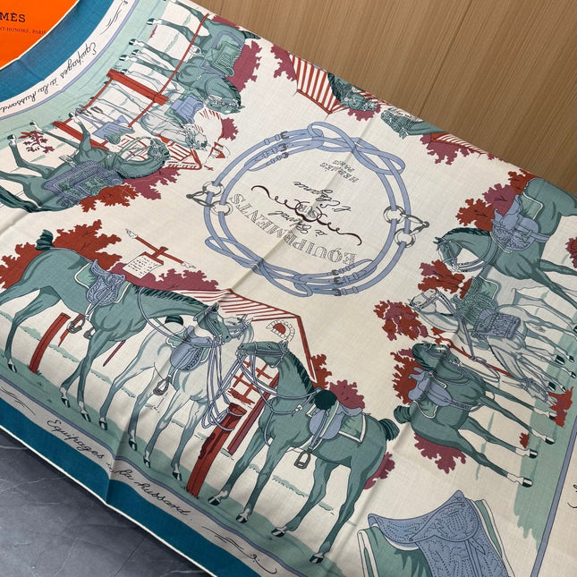 HERMES 26S SCARF 140 IN CASHMERE AND SILK 305963