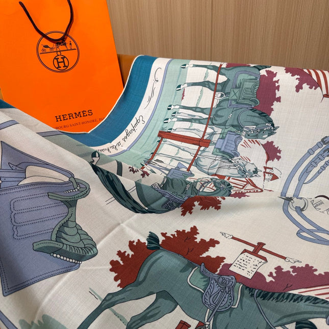 HERMES 26S SCARF 140 IN CASHMERE AND SILK 305963