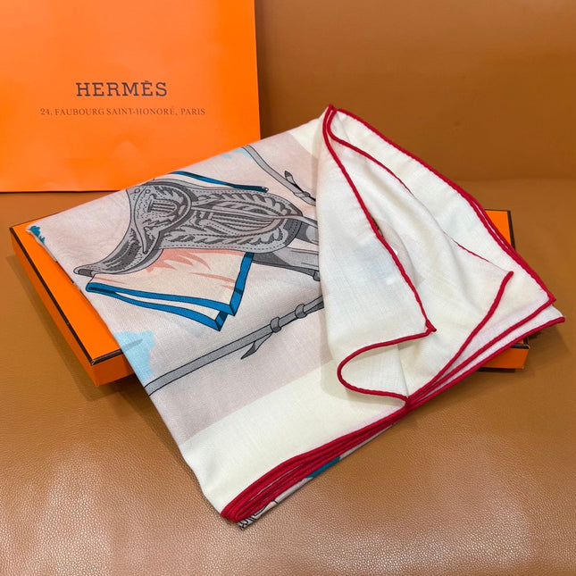 HERMES 26S SCARF 140 IN CASHMERE AND SILK 305965