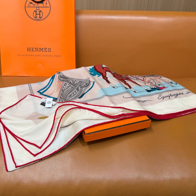 HERMES 26S SCARF 140 IN CASHMERE AND SILK 305965